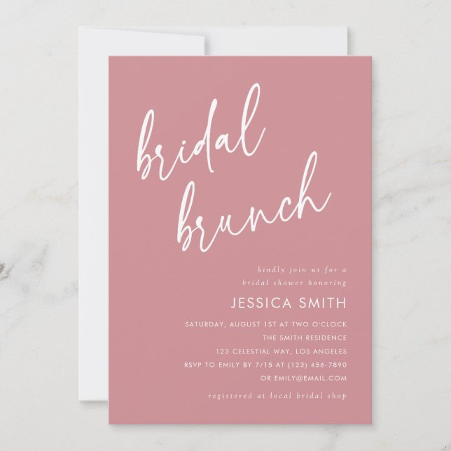 Invitation Code QR Rose Poussiéreux Tout-en-Un pour Brunch de (Devant)