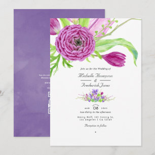 Invitation Code QR RSVP aquarelle florale Mariage de printemp