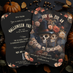 Invitation Code QR RSVP Gothic Kissing Skeletons Halloween en
