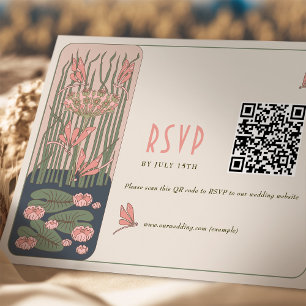 Invitation Code QR RSVP Mariage Rose Art Nouveau Vintage