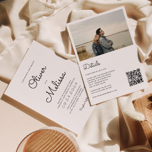 Invitation Code QR Script chic minimaliste Tout en un Mariage