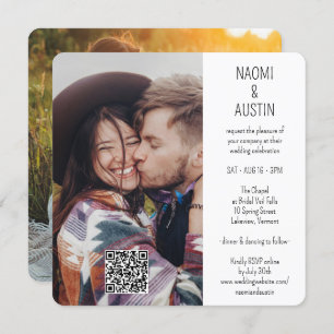 Invitation Code QR Simple Unique 2 Mariage photo tout-en-un