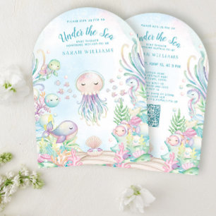 Invitation Code QR sous le Baby shower d'aquarelle bleu marin