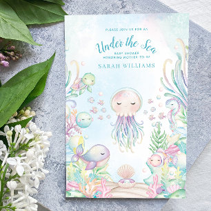 Invitation Code QR sous le Baby shower d'aquarelle bleu marin