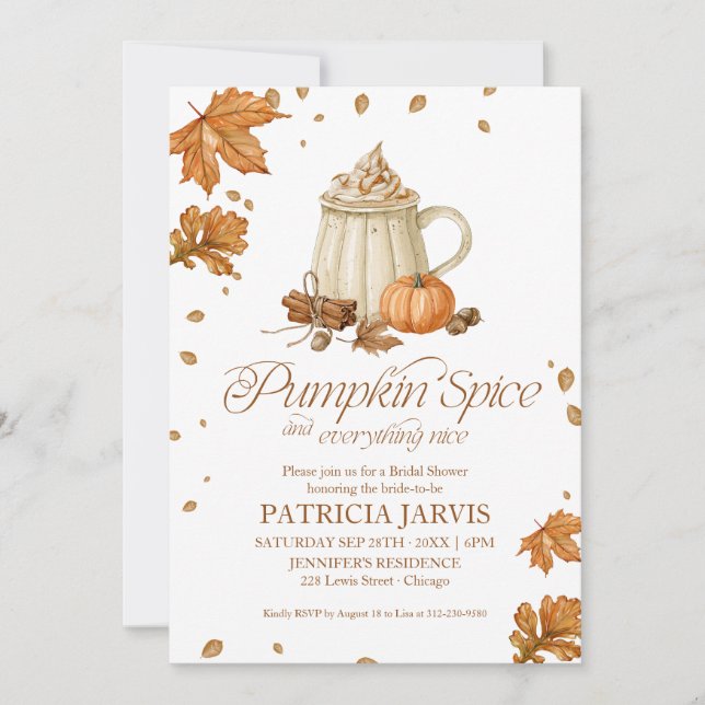 Invitation Code QR Spice de Citrouille Mariage Automnal de la (Devant)