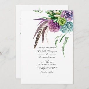 Invitation Code QR Succulent mystique RSVP Mariage bohème