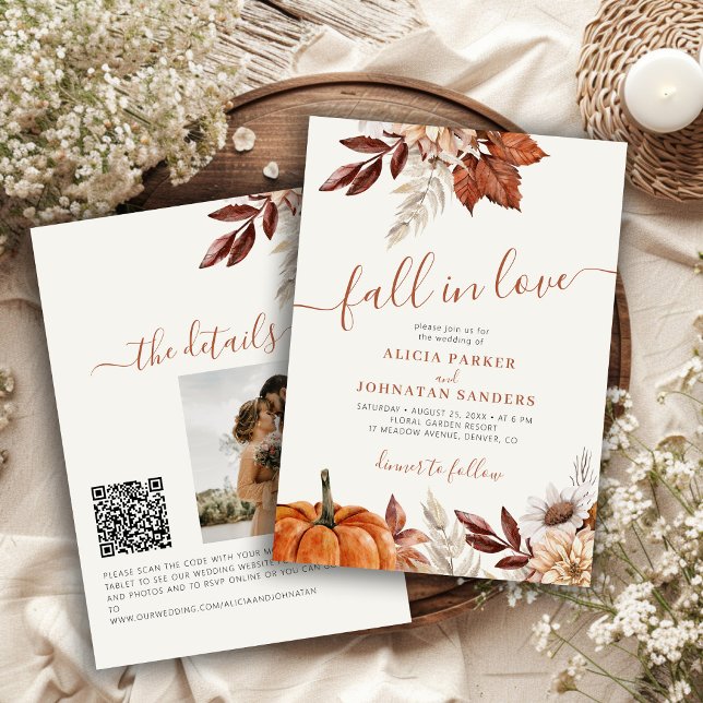 Invitation Code QR Tombez amoureux de la citrouille botanique (Créateur téléchargé)