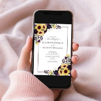 Code QR Tournesol Mauve Foncé Aquarelle Mariage