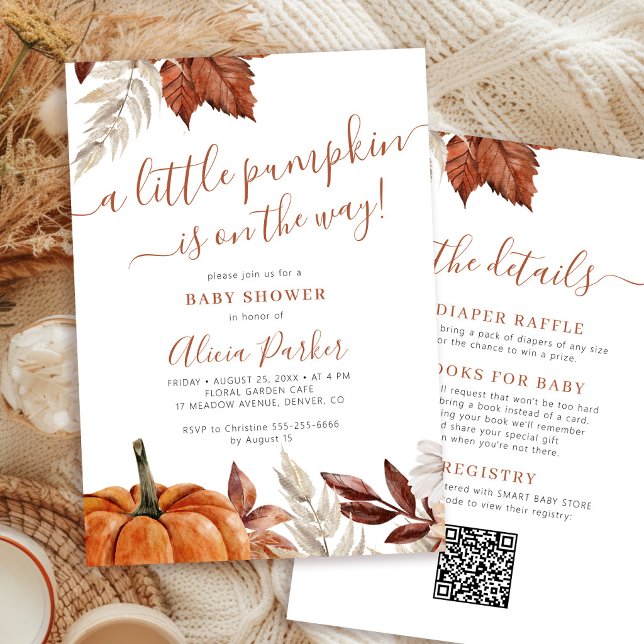 Invitation Code QR tout en un baby shower automne (Créateur téléchargé)