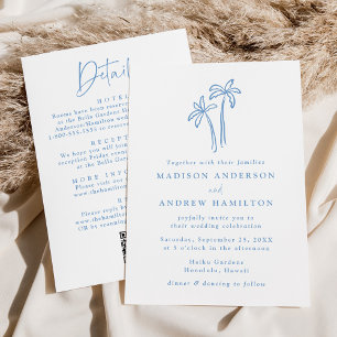 Invitation Code QR Tout en Un Mariage aux Arbres Palmiers Ble