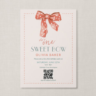 Invitation Code QR Un Arc Douce Rose Coquette Premier Anniver