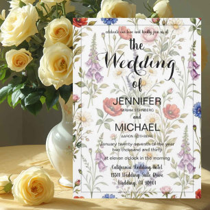 Invitation Code QR Wildflower Simple Mariage Floral