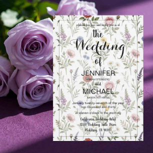 Invitation Code QR Wildflower Simple Mariage Floral