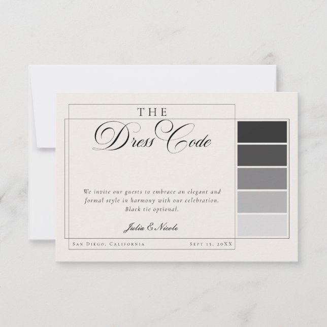 Invitation Code vestimentaire formel calligraphie ivoire noir (Devant)