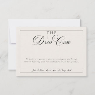 Invitation Code vestimentaire formel calligraphie ivoire noir