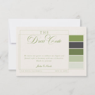 Invitation Code vestimentaire formel calligraphié ivoire vert