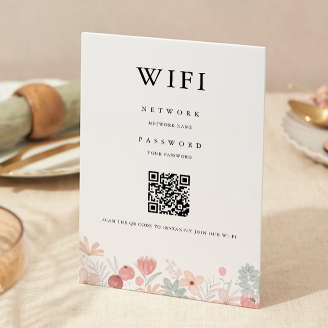 Invitation Code Wifi fleur sauvage, Code QR Connexion Wifi (Wildflower Wifi Code, QR Code Wifi Connect Invitation)