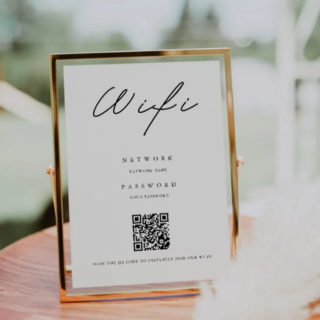 Invitation Code Wifi Minimaliste, Connexion Wifi Code QR (Minimalist Wifi Code, QR Code Wifi Connect Invitation)