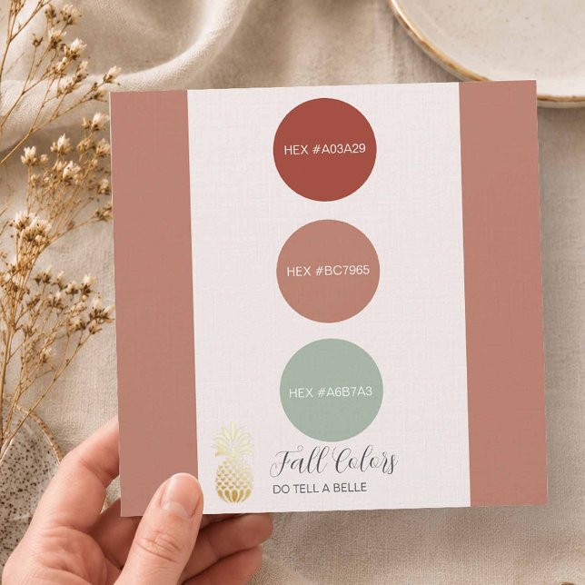 Invitation Codes de palette de mariage couleur d'automne HEX (Fall wedding colors in warm shades with a sage green.)