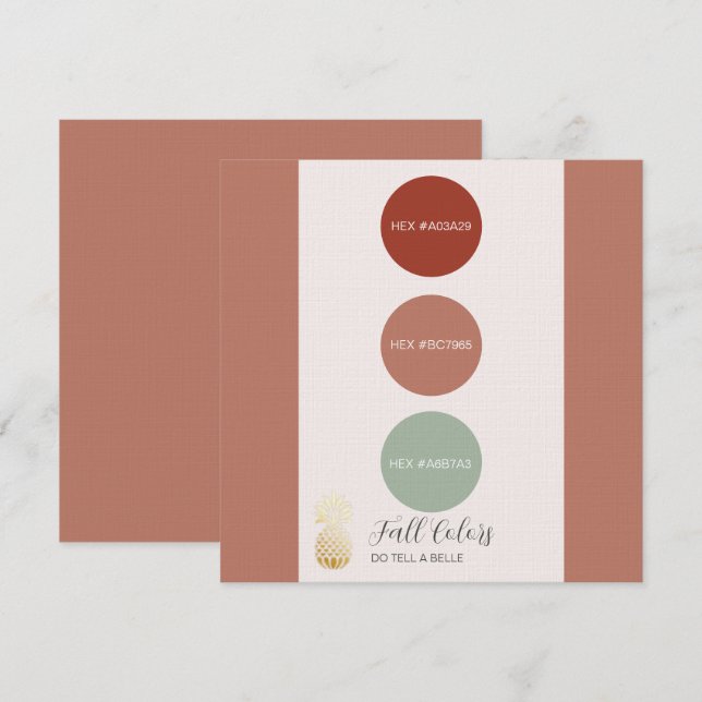 Invitation Codes HEX de la palette de couleurs automne (Devant / Derrière)