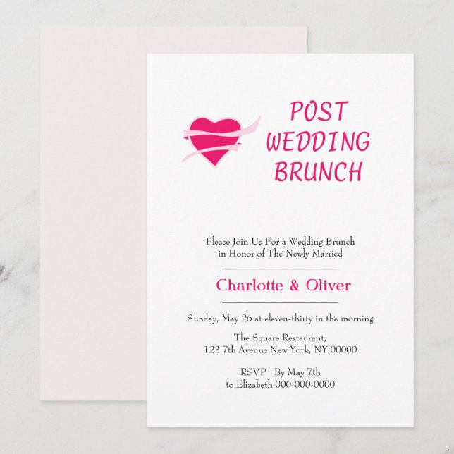 Invitation Coeur aimant (Devant / Derrière)