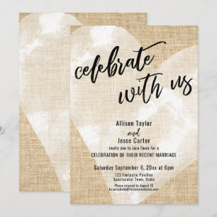 Invitation Cœur Aquarelle Blanche Célébrez avec Nous Burlap