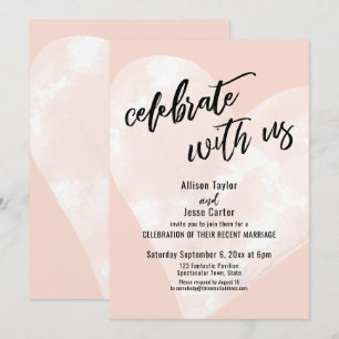 Invitation Cœur Aquarelle Blanche Célébrez avec Nous Teint Ro