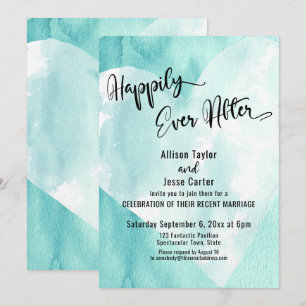 Invitation Cœur Aquarelle Bleu Vert Blanc À Tout Jamais
