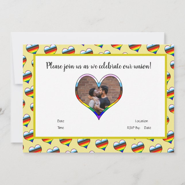 Invitation Coeur arc-en-ciel (Dos)
