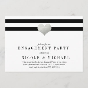 Invitation Coeur argenté + Frappes d'engagement