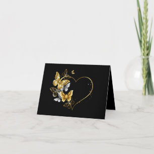 Invitation Coeur aux papillons d'or