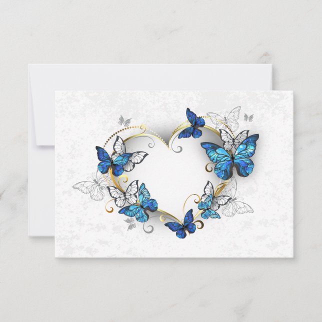 Invitation Coeur bijoux avec papillons Morpho (Devant)