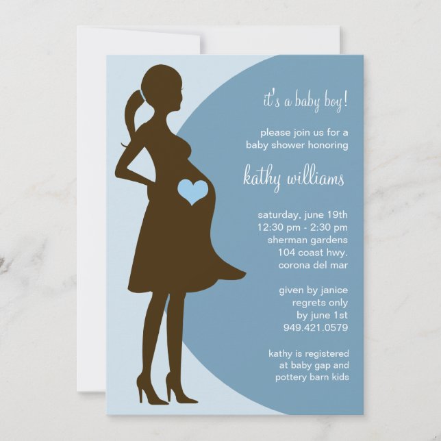 Invitation Coeur bleu dans l'invitation de baby shower de (Devant)