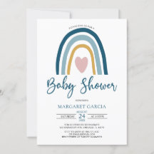  Coeur Bleu Muet Boho Baby shower arc-en-ciel