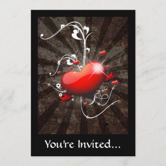 Invitation Coeur brillant avec l'arrière - plan grunge