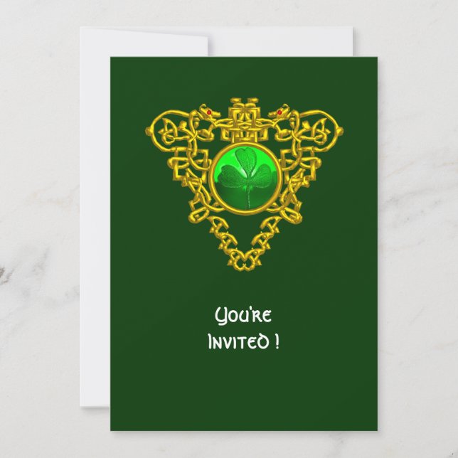 INVITATION CŒUR CELTIQUE AVEC TRÈFLE FÊTE DE LA SAINT-PATRICK (Devant)