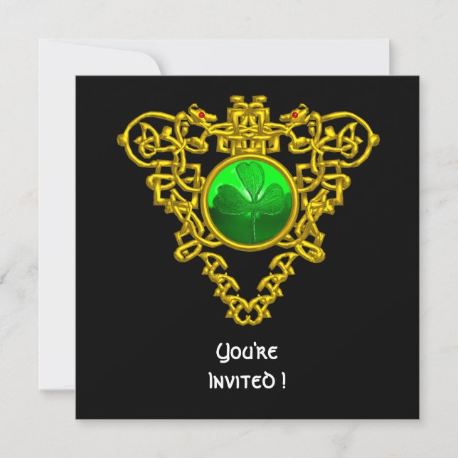 INVITATION CŒUR CELTIQUE AVEC TRÈFLE FÊTE DE LA SAINT-PATRICK (Devant)