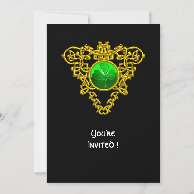 INVITATION CŒUR CELTIQUE AVEC TRÈFLE FÊTE DE LA SAINT-PATRICK (Devant)