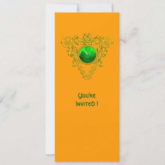 INVITATION CŒUR CELTIQUE AVEC TRÈFLE FÊTE DE LA SAINT-PATRICK (Devant)