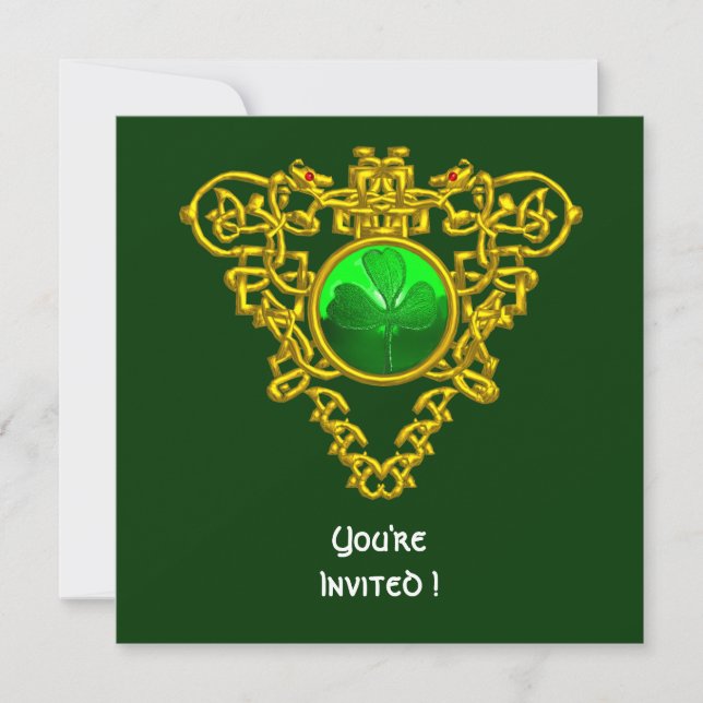 INVITATION CŒUR CELTIQUE AVEC TRÈFLE FÊTE DE LA SAINT-PATRICK (Devant)