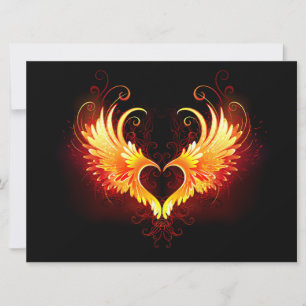 Invitation Cœur d'ange de feu avec des ailes
