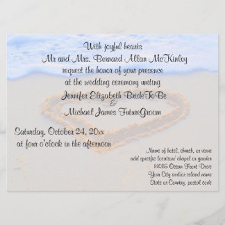 Invitation Coeur dans le mariage de plage de sable