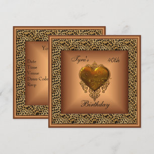 Invitation Cœur de bronze sauvage Jewel or élégant 40e annive