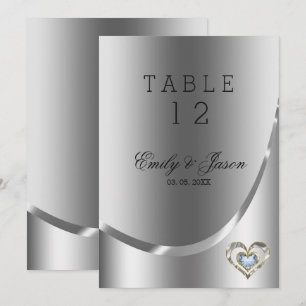 Invitation Cœur de Diamants sur Fond Argenté