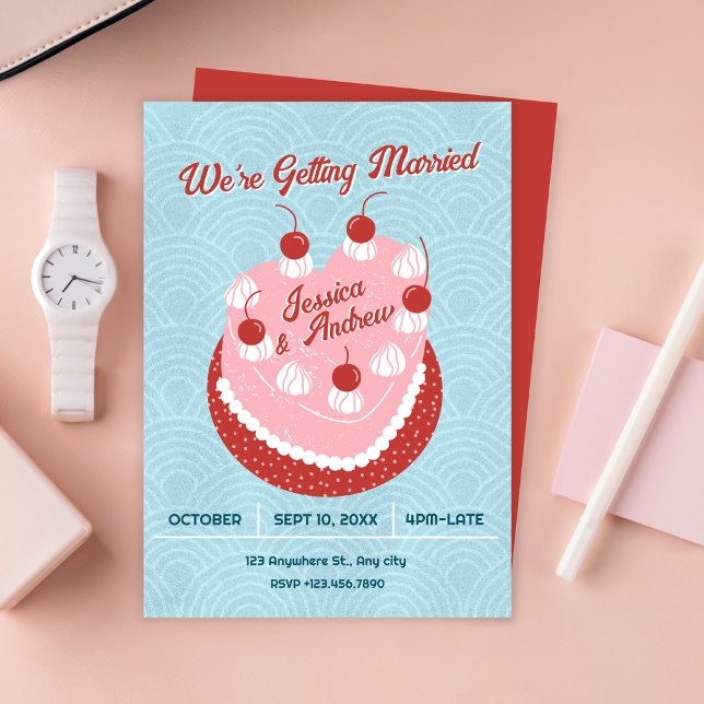 Invitation Cœur de gâteau mignon mariage (Créateur téléchargé)