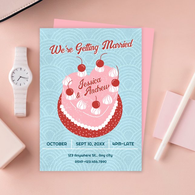 Invitation Cœur de gâteau mignon mariage (Créateur téléchargé)