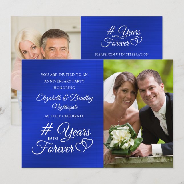 Invitation Cœur de jubilé de saphir DES ANNÉES POUR TOUTE L'É (Devant / Derrière)