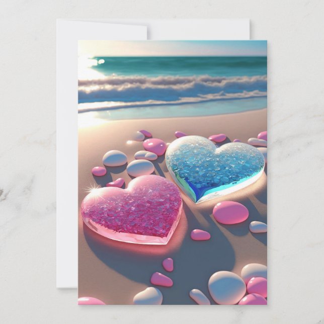 Invitation Coeur de la côte : Glittering Beach Wedding Invit (Devant)