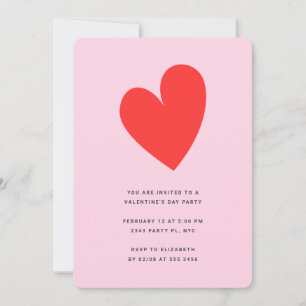 Invitation Coeur de la Saint Valentin rose et rouge