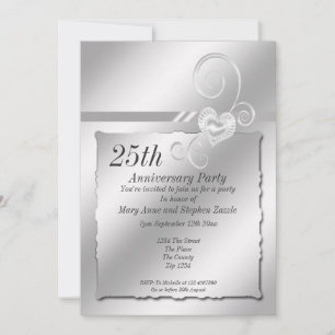 Invitation Cœur de l'anniversaire de mariage d'argent